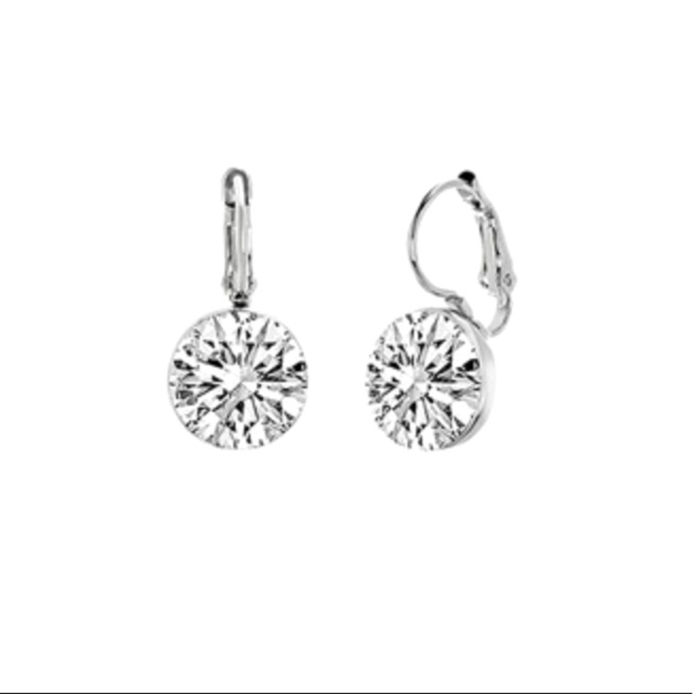 Lesa Michele Silvertone Round Cut Drop Earrings